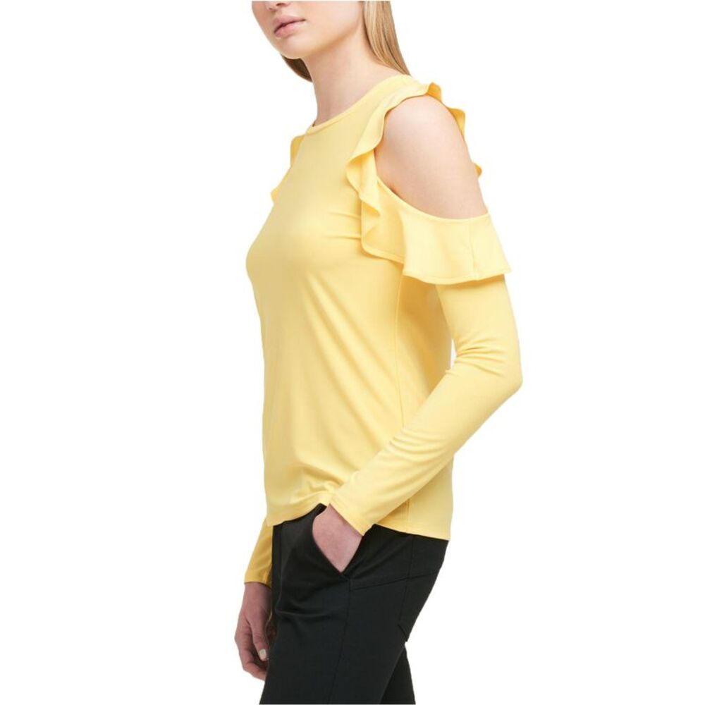 DKNY Ruffled Cold Shoulder Top - Picture 3 of 4